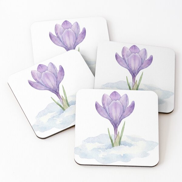 Item preview, Watercolor Purple Crocus Flower Emerging From Snow designed and sold by EverBranz-stor.