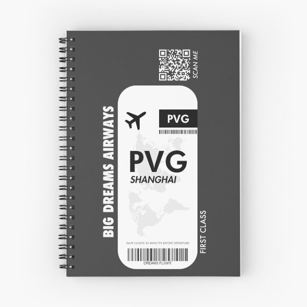 Item preview, Shanghai PVG Dark Grey Boarding Pass Ticket designed and sold by WAMTEES.