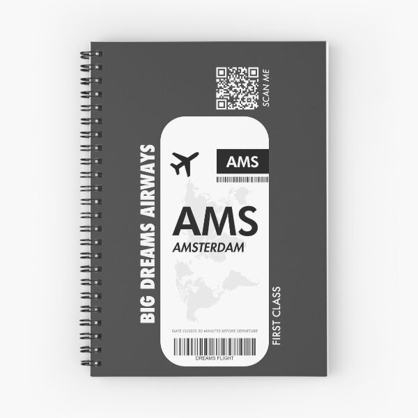 Item preview, Amsterdam AMS Dark Grey Boarding Pass Ticket designed and sold by WAMTEES.
