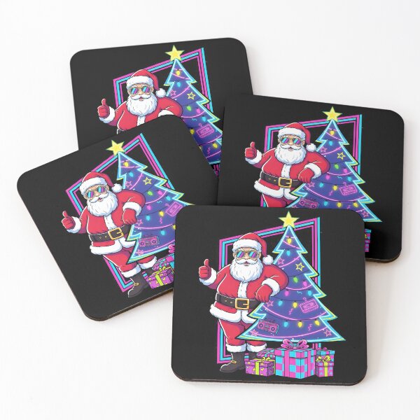 Item preview,  Retro Neon Santa with Christmas Tree Aesthetic designed and sold by NovaDoodle Art Studio.