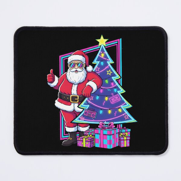 Item preview,  Retro Neon Santa with Christmas Tree Aesthetic designed and sold by NovaDoodle Art Studio.