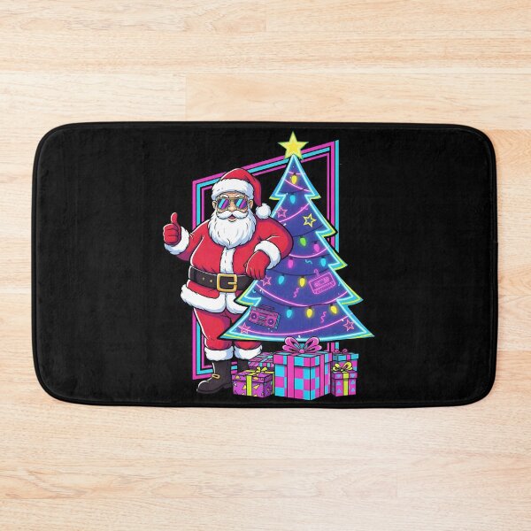 Item preview,  Retro Neon Santa with Christmas Tree Aesthetic designed and sold by NovaDoodle Art Studio.