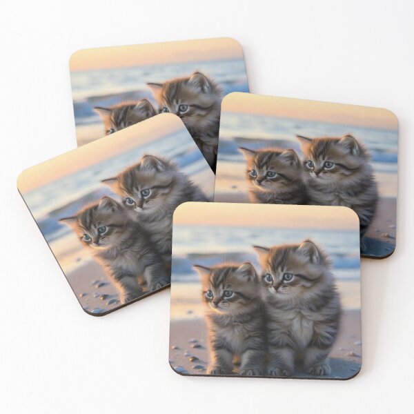 Item preview, feline siblings on the beach designed and sold by Losancestros.