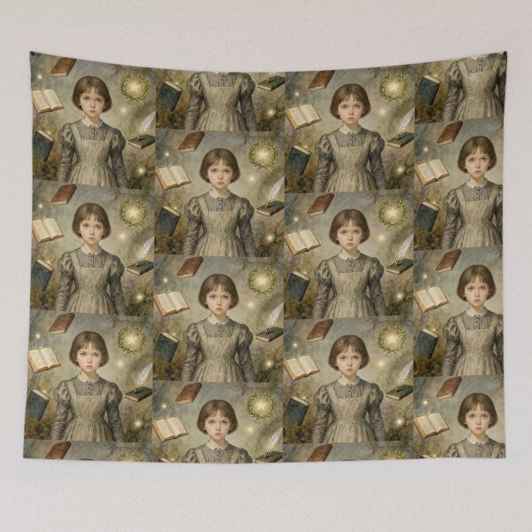Item preview, young Jane Illustration from Jayne Eyre character portrait art designed and sold by Vintage Designs +.