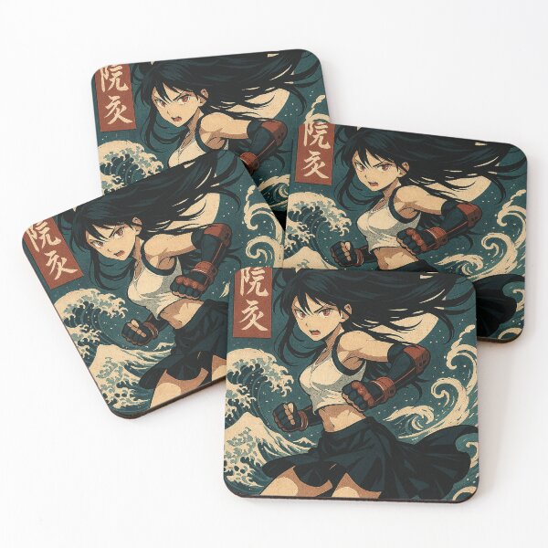 Item preview, Traditional Tifa – Fierce Anime Fighter Girl Poster in Japanese Ukiyo-e Style designed and sold by Gold Turtle  Lina.