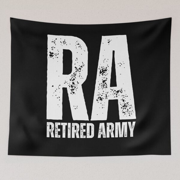 Item preview, RA Retired Army Military Veteran Pride Design – Bold Lettering for Former Soldiers white worn look font designed and sold by GFamilyC.
