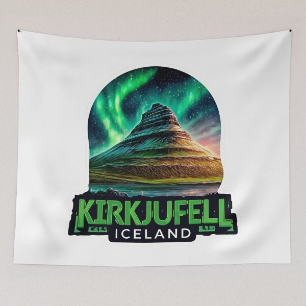 Item preview,  Kirkjufell Iceland Northern Lights Aurora Borealis Mountain Photography Sticker designed and sold by Blurbean.