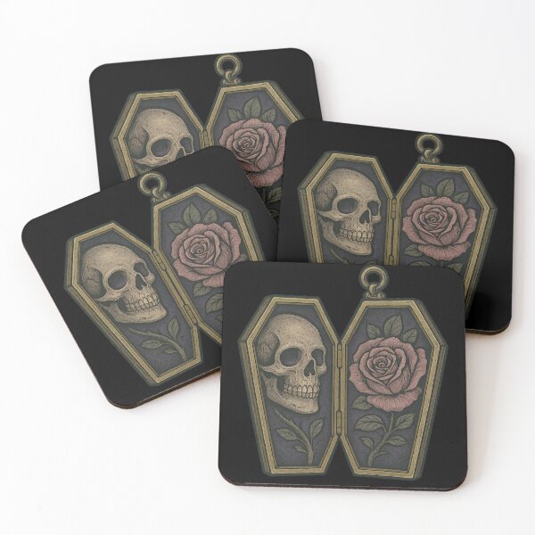 Item preview, Skull and Rose Coffin Locket – Gothic Memento Mori Symbol designed and sold by Mouraludia.
