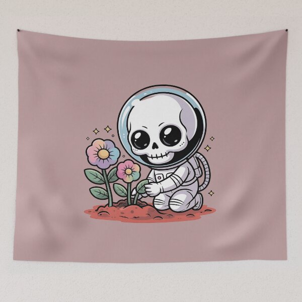 Item preview, Cute Skeleton Astronaut Gardening on Mars designed and sold by Pluto ⭐️.