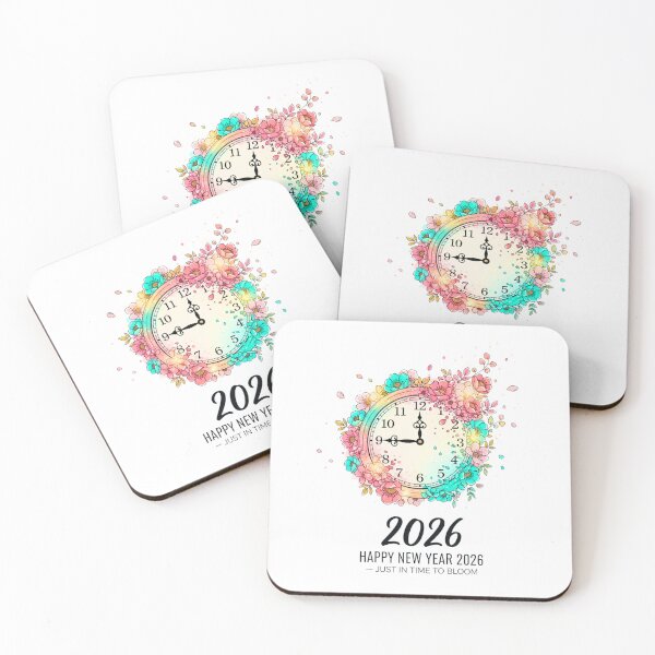 Item preview, Happy New Year 2026 Floral Clock Watercolor Countdown Design designed and sold by lojadpop.