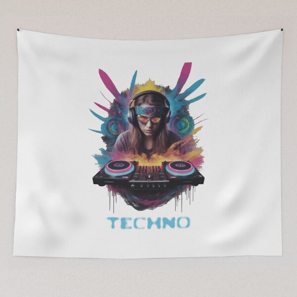 Item preview, Techno DJ Design Woman Glitch Art designed and sold by 140bpmmusic.