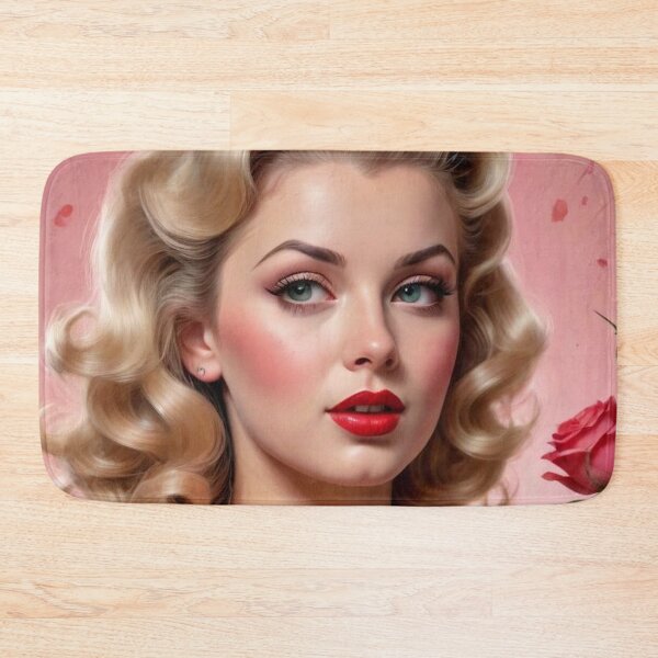Item preview, Vintage 1940s Valentine Pin-Up Girl Red Roses Retro Glamour Illustration Art designed and sold by MissSaylor.