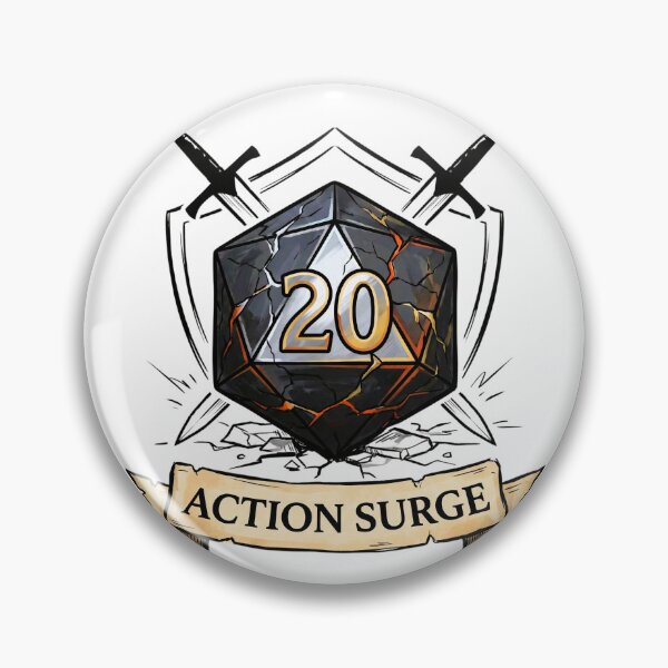 Item preview, Fighter "Action Surge" Shield & Sword D20: D&D Class Emblem designed and sold by SkinnyFlatWhite.