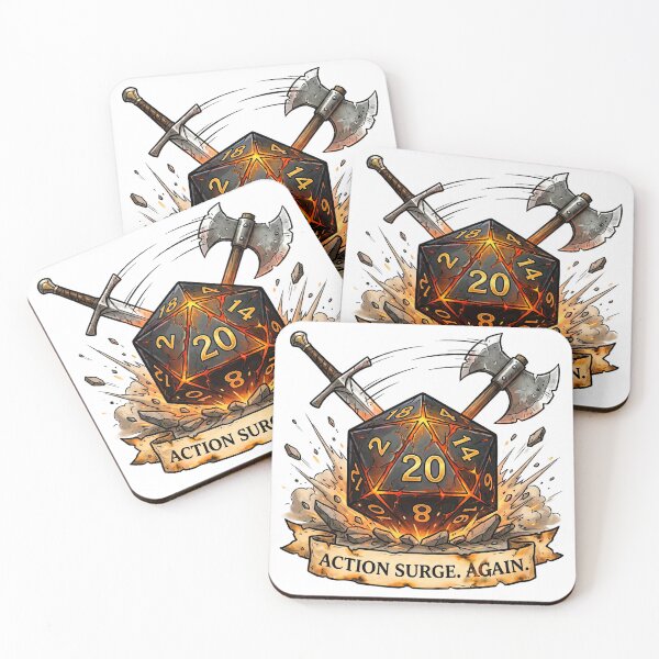 Item preview, Fighter "Action Surge. Again." Magma D20: D&D Class Emblem designed and sold by SkinnyFlatWhite.