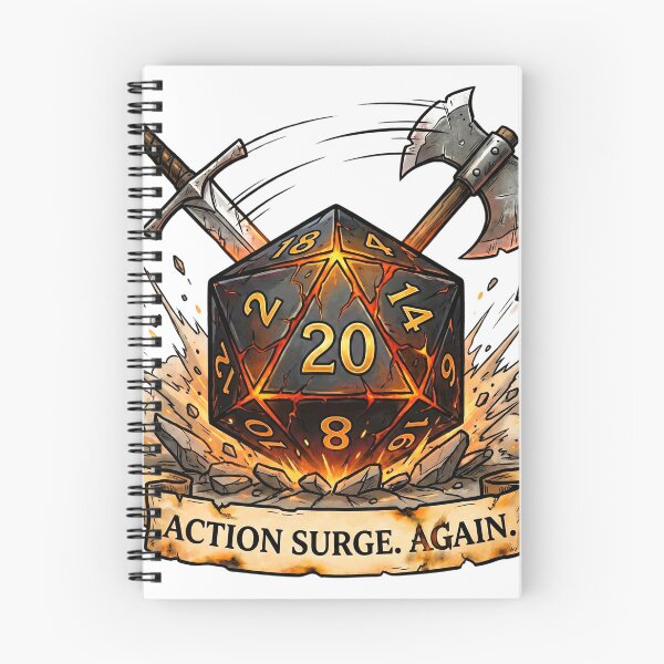 Item preview, Fighter "Action Surge. Again." Magma D20: D&D Class Emblem designed and sold by SkinnyFlatWhite.