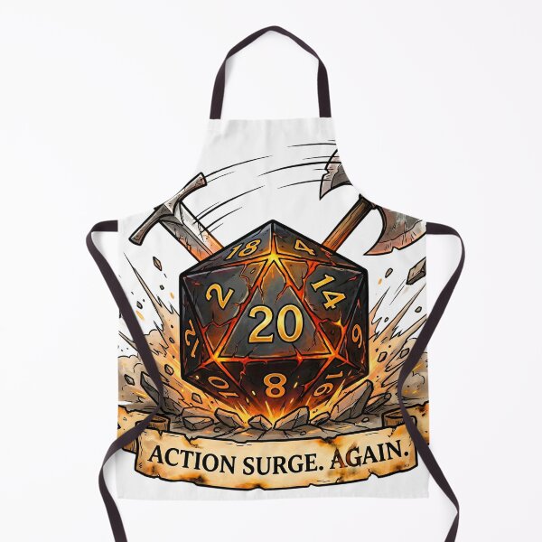 Item preview, Fighter "Action Surge. Again." Magma D20: D&D Class Emblem designed and sold by SkinnyFlatWhite.