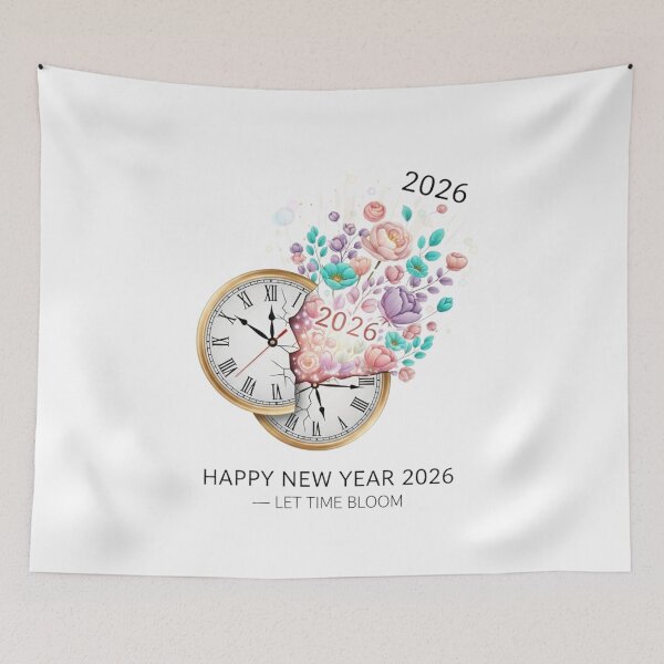 Item preview, Happy New Year 2026 Bloom - Floral Clock Watercolor Celebration Art designed and sold by lojadpop.