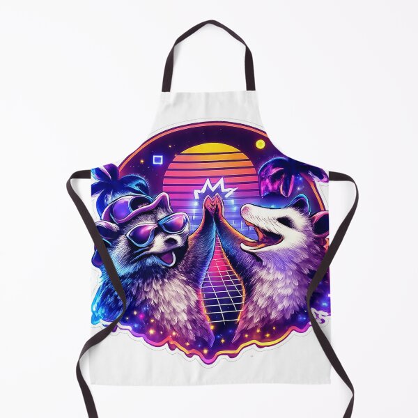 Item preview, Neon Vaporwave Raccoon & Possum High-Five designed and sold by BadaBingBear.