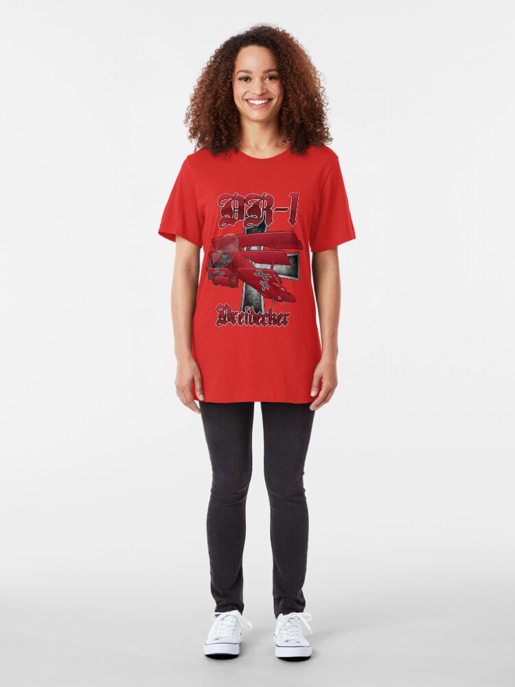 Alternate view of DR-1 Red Baron Triplane WWI Warbird Slim Fit T-Shirt