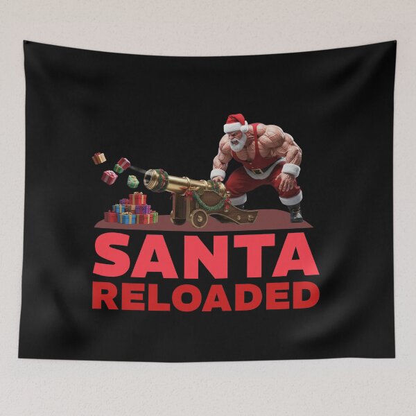 Item preview, Santa Reloaded Muscular Buff Santa Gift Cannon Funny Christmas designed and sold by KiwiRider.