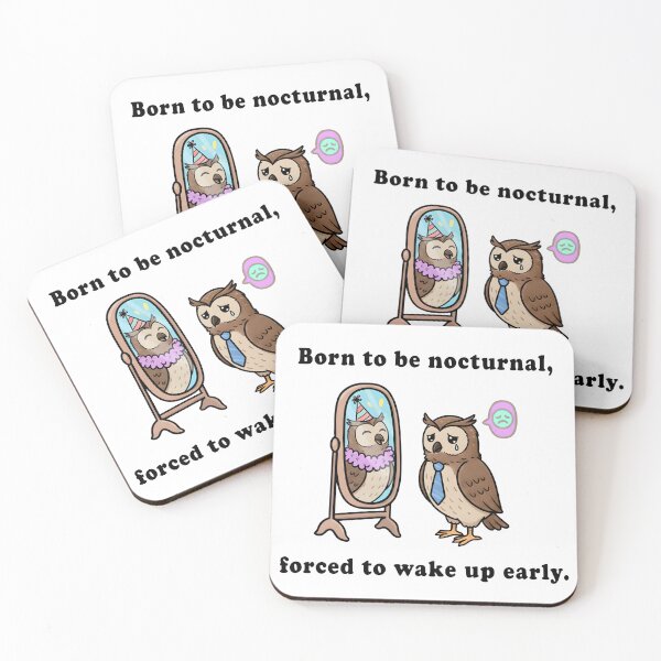 Item preview, Born to Be Nocturnal – Funny Owl Morning Struggle Illustration designed and sold by Senkov.