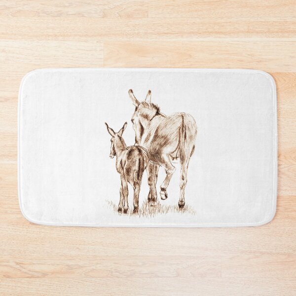 Item preview, Drawing of a donkey and a foal walking away - brown colored version designed and sold by SylvieG18.