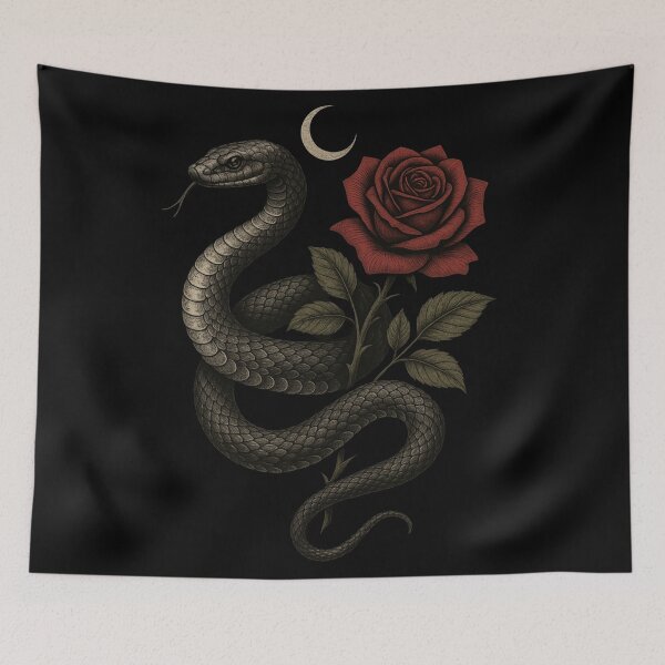 Item preview, Gothic Snake and Rose – Dark Romantic Symbol of Temptation designed and sold by Mouraludia.