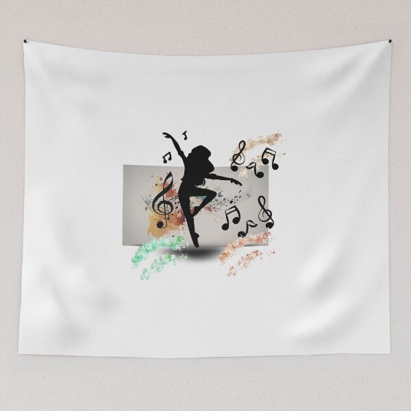 Artikelvorschau, Tänzer-Silhouette mit Noten und sanften Farbakzenten entworfen und verkauft von Aura Design.