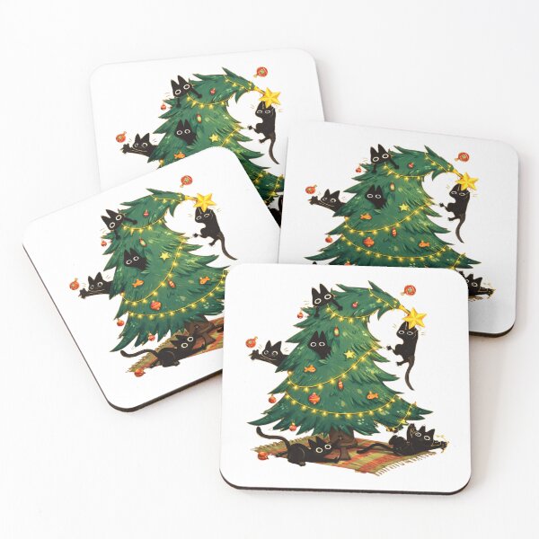 Item preview, Funny Black Cats Climbing Christmas Tree Cute Naughty Cat Holiday  designed and sold by bynani32.