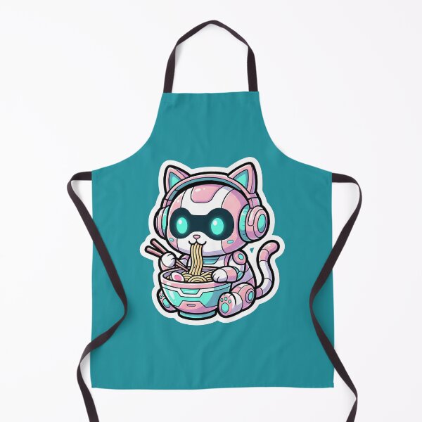 Item preview, Kawaii Space Cat Eating Ramen –Neon Cyberpunk Style designed and sold by shmupod.