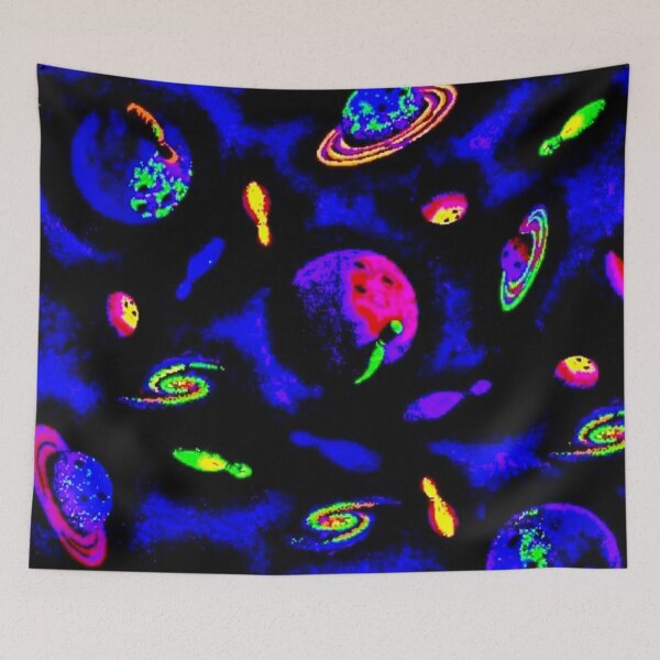 Item preview, Vintage Blacklight reactive arcade carpet space design designed and sold by Pedro  Fart Faced McGee.