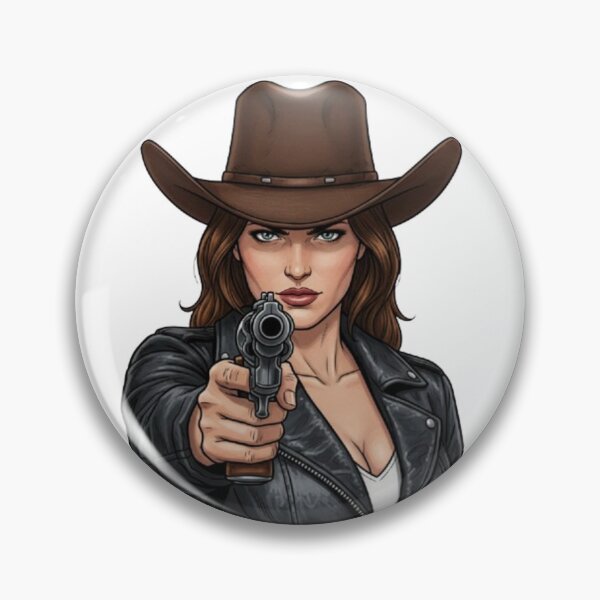 Item preview, A sharp-eyed cowboy woman, pointing a revolver directly at the observer. designed and sold by CHRIST5000.
