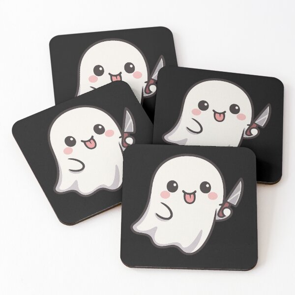 Item preview, Cute Ghost With Knife – Spooky Kawaii Chaos designed and sold by Mouraludia.