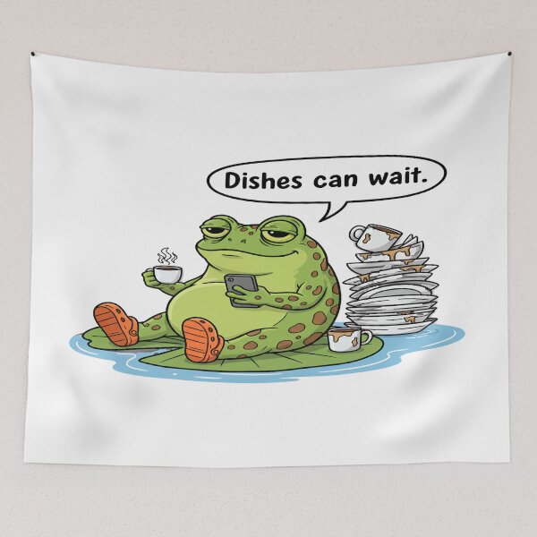 Item preview, Cartoon Frog Dishes can wait  designed and sold by quotesdesignss.