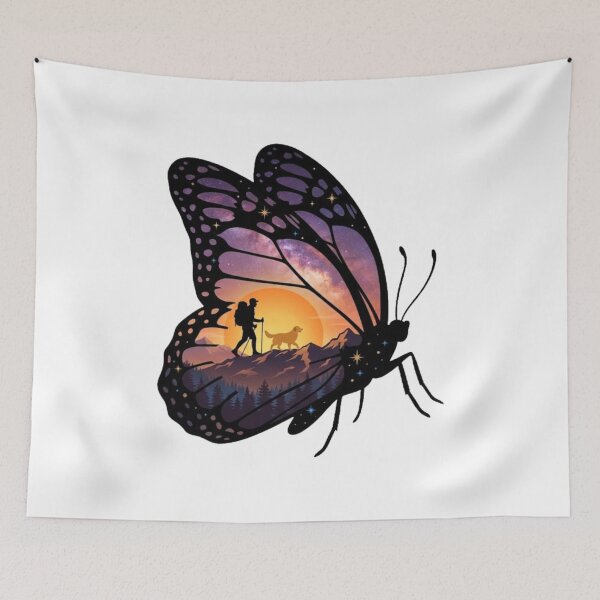 Item preview, Butterfly Hiking Journey: Hiker & Dog Sunset designed and sold by Innova_Creations.