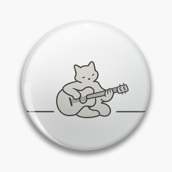 Item preview, Archie the Guitar – Minimal Line Art Music Cat designed and sold by Loose Parts.