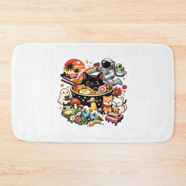 Item preview, Cute Ramen Cat & Space Friends – Kawaii Funny Mashup Illustration designed and sold by  ADBIB Design.