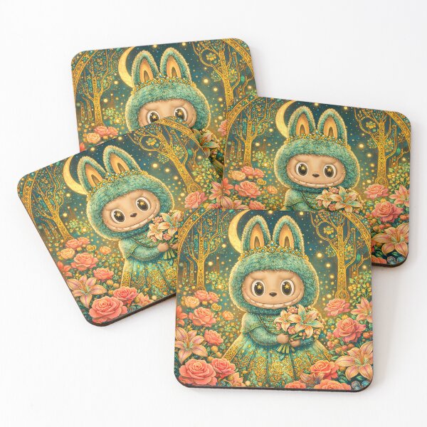 Item preview, Beautiful Labubu in a mysterious forest among roses and lilies. designed and sold by Natalia-Vlad.