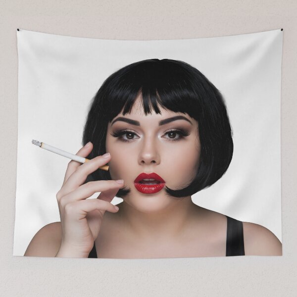 Item preview, Bold Retro Glam Girl Smoking Cigarette with Fierce Attitude. designed and sold by Spark2Seduction.