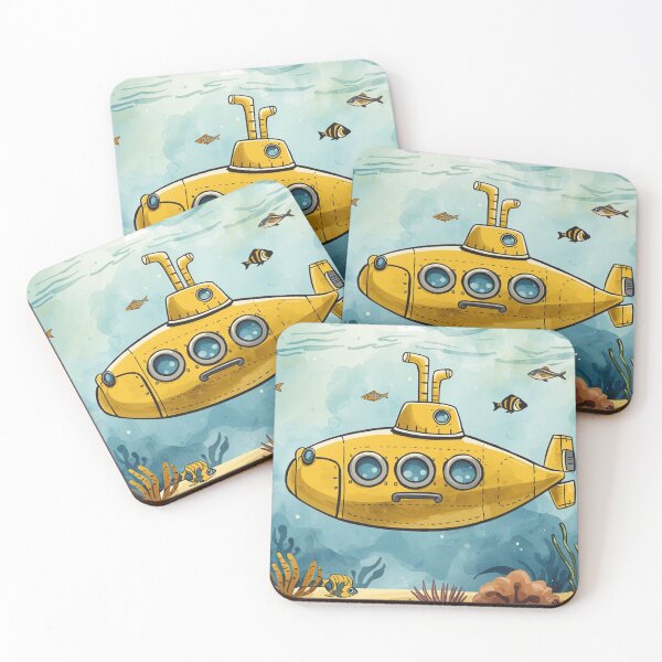 Item preview, Yellow Submarine Underwater Illustration Deep Sea With Fish and Corals designed and sold by bestggraphico.