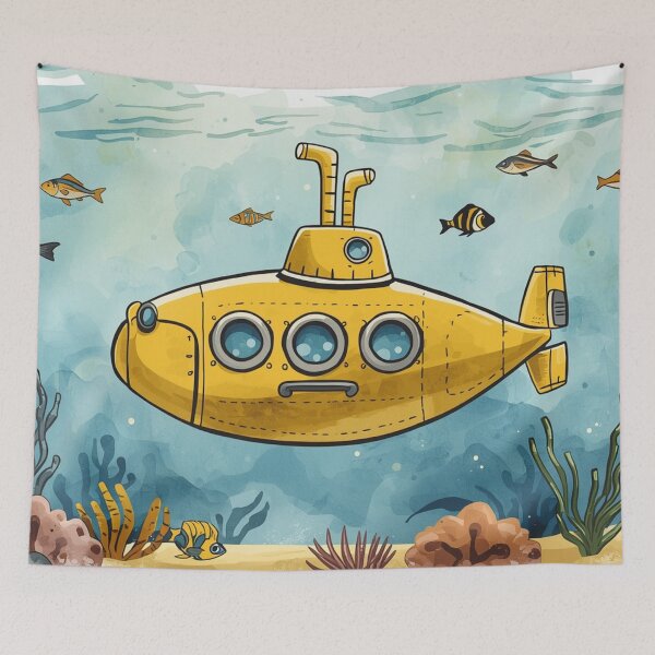 Item preview, Yellow Submarine Underwater Illustration Deep Sea With Fish and Corals designed and sold by bestggraphico.