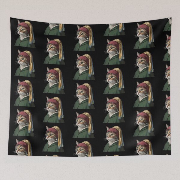 Item preview, Cat with a Pearl Earring Classic Art Parody designed and sold by TeeARTHY.