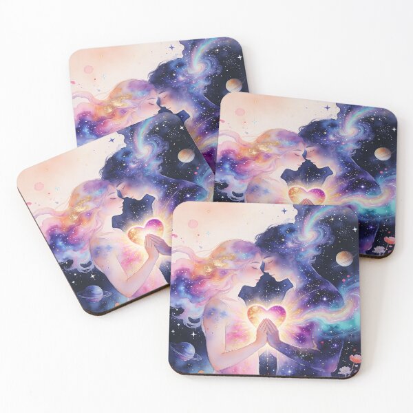 Item preview, Twin Flame Union Digital Watercolor Painting with Cosmic Love Energy designed and sold by soulfulpalette.