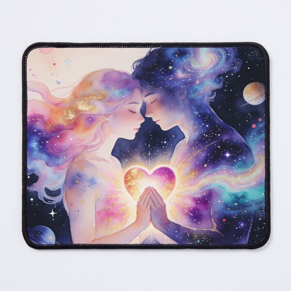 Item preview, Twin Flame Union Digital Watercolor Painting with Cosmic Love Energy designed and sold by soulfulpalette.