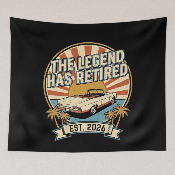 Item preview, The Legend Has Retired 2026 Retro Sunset Car designed and sold by k3rstman1.
