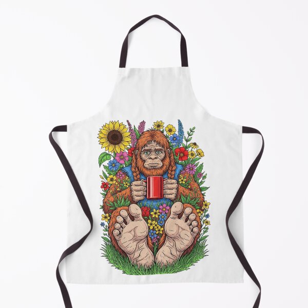 Item preview, Bigfoot Sasquatch Relaxing with Coffee in Flowers designed and sold by TeeARTHY.
