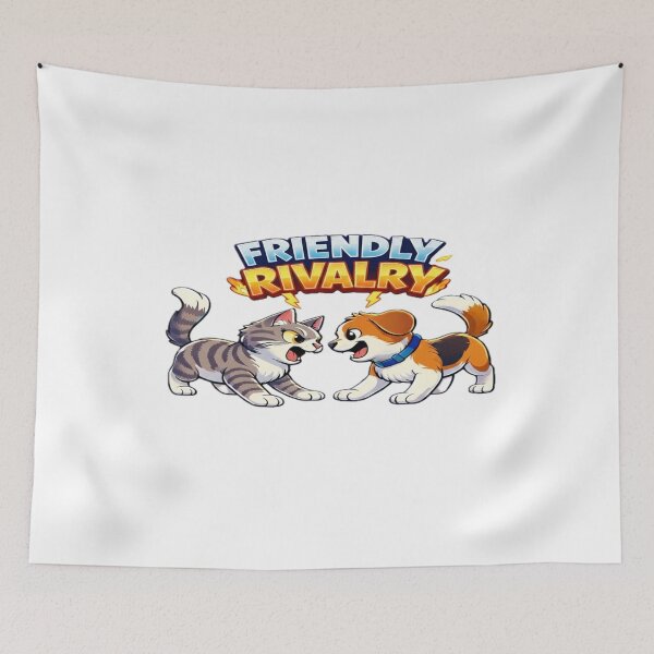 Item preview, Friendly Rivalry Cat vs Dog Cartoon – Funny Pet Lover Design designed and sold by StyleLap.