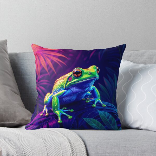 Item preview, Neon Rainforest Tree Frog Psychedelic Art designed and sold by AnimalAirtistry.