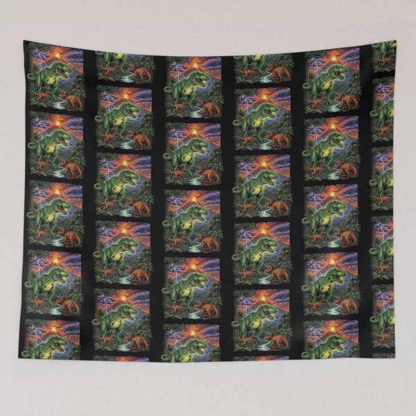 Item preview, T-Rex and Triceratops Dinosaur Volcano Eruption designed and sold by TeeARTHY.