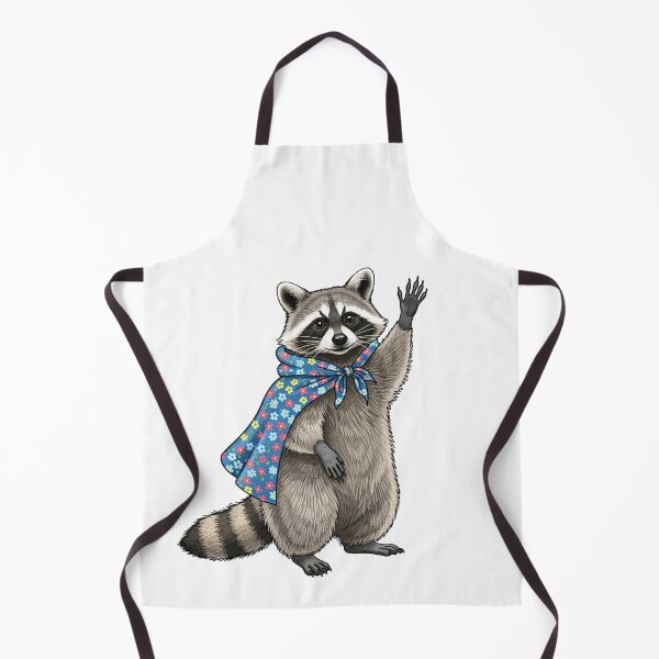 Item preview, Friendly Waving Raccoon in Floral Scarf designed and sold by TeeARTHY.